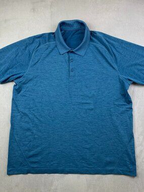 Lululemon Mens Shirt 2XL Blue Metal Vent Tech Polo Short-Sleeve Performance
